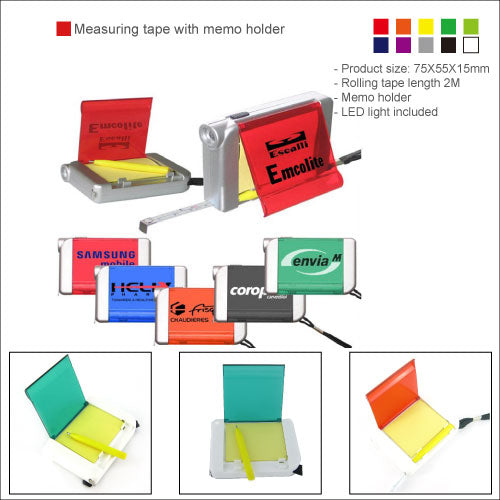 Measuring tape with memo holder