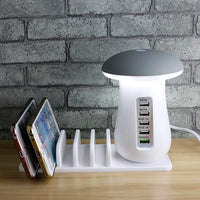 Mushroom LED Lamp with USB Charging Station