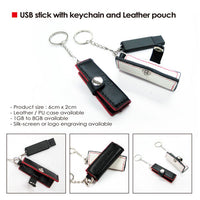 USB Stick with keychain and Leather pouch