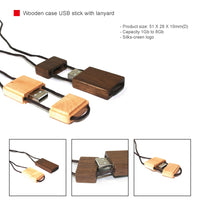 Wooden case USB stick with lanyard