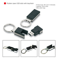 Rubber case USB stick with keychain